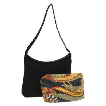 Salvatore Ferragamo Bag Leather Canvas 2Set Black Silver yellow Auth bs26749