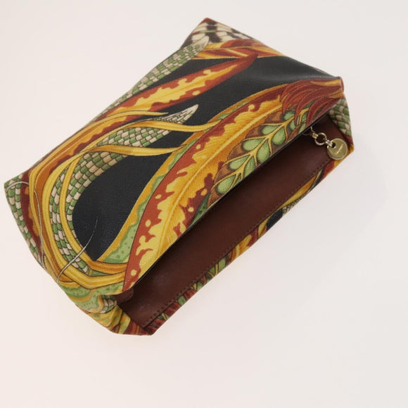 Salvatore Ferragamo Bag Leather Canvas 2Set Black Silver yellow Auth bs26749