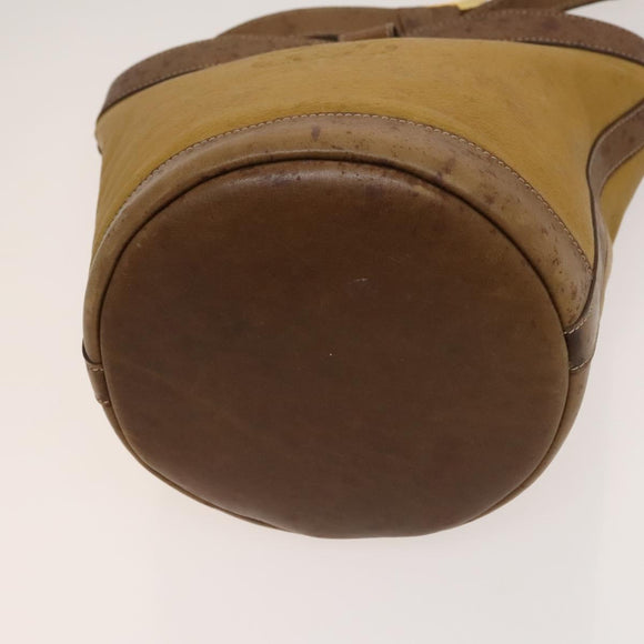 LOEWE Anagram Shoulder Bag Leather 2Set Beige Brown gold Auth bs26751