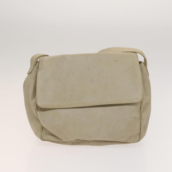 LOEWE Anagram Shoulder Bag Leather 2Set Beige Brown gold Auth bs26751