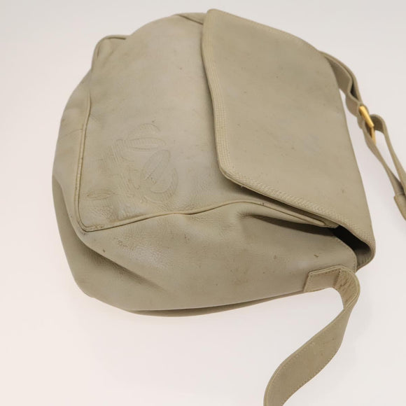 LOEWE Anagram Shoulder Bag Leather 2Set Beige Brown gold Auth bs26751