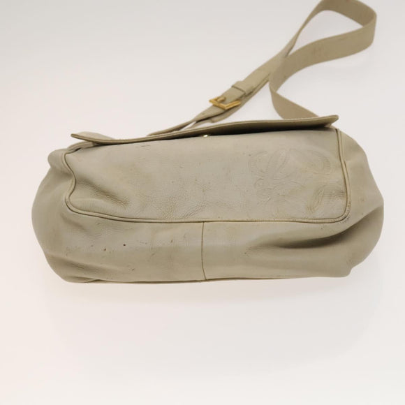 LOEWE Anagram Shoulder Bag Leather 2Set Beige Brown gold Auth bs26751