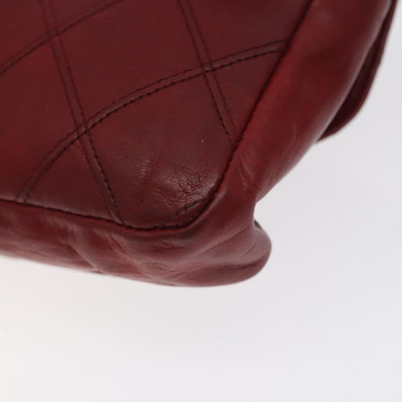 CHANEL Bicolore Waist Bag Lamb Skin Red Gold CC Auth bs26757