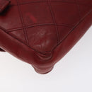 CHANEL Bicolore Waist Bag Lamb Skin Red Gold CC Auth bs26757-16