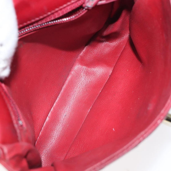 CHANEL Bicolore Waist Bag Lamb Skin Red Gold CC Auth bs26757