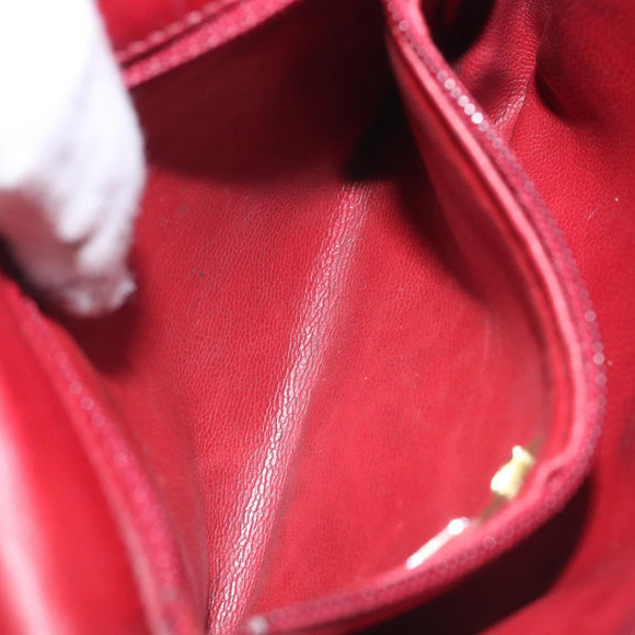 CHANEL Bicolore Waist Bag Lamb Skin Red Gold CC Auth bs26757