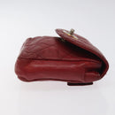 CHANEL Bicolore Waist Bag Lamb Skin Red Gold CC Auth bs26757-4