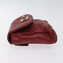 CHANEL Bicolore Waist Bag Lamb Skin Red Gold CC Auth bs26757-4