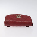 CHANEL Bicolore Waist Bag Lamb Skin Red Gold CC Auth bs26757-6