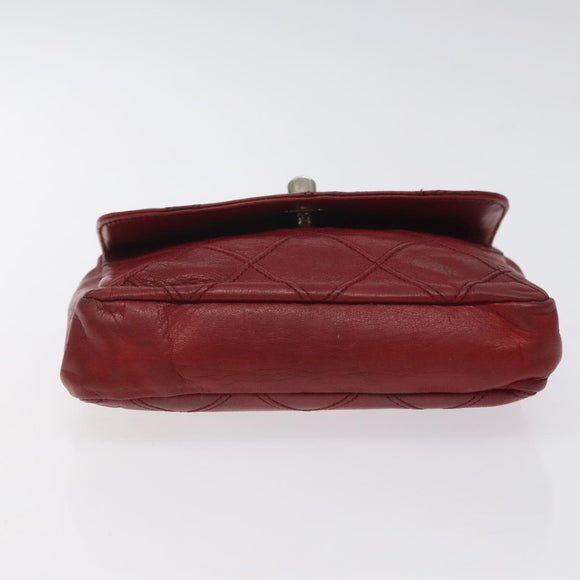 CHANEL Bicolore Waist Bag Lamb Skin Red Gold CC Auth bs26757