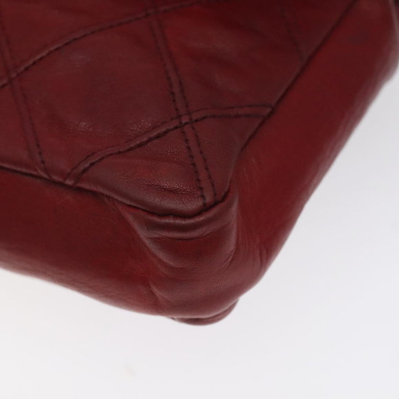 CHANEL Bicolore Waist Bag Lamb Skin Red Gold CC Auth bs26757
