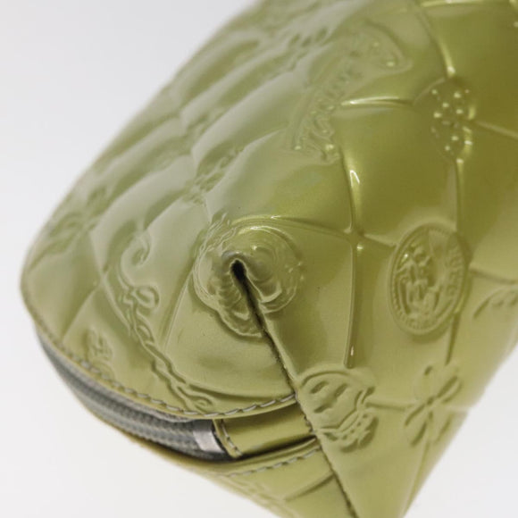 CHANEL Pouch Enamel Silver CC Auth bs26759