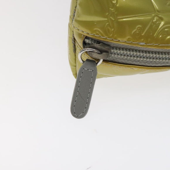 CHANEL Pouch Enamel Silver CC Auth bs26759