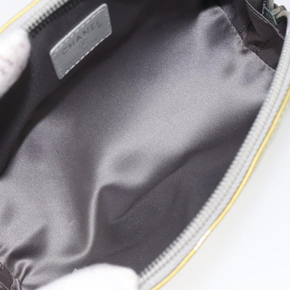 CHANEL Pouch Enamel Silver CC Auth bs26759