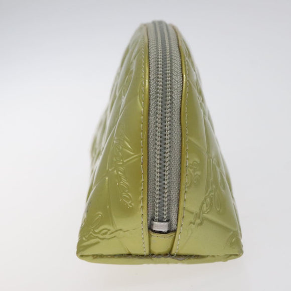 CHANEL Pouch Enamel Silver CC Auth bs26759