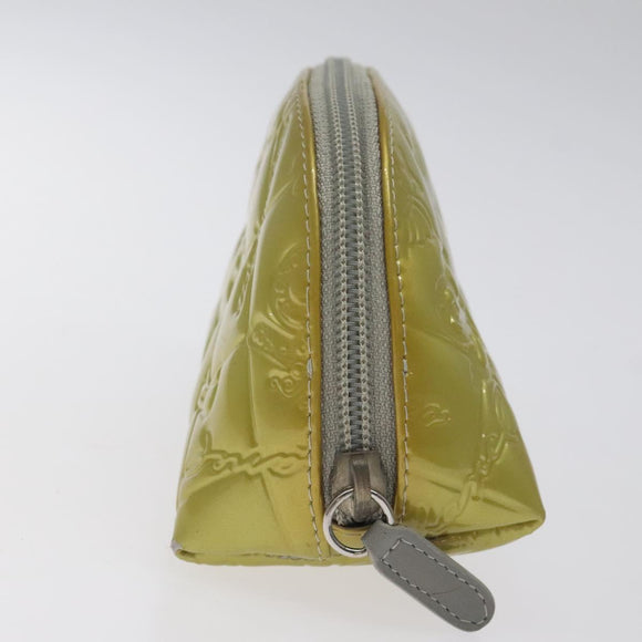 CHANEL Pouch Enamel Silver CC Auth bs26759