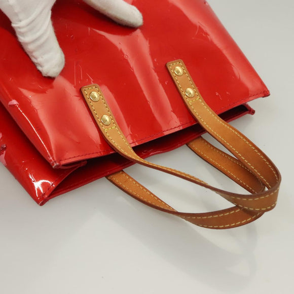 LOUIS VUITTON Monogram Vernis Reade PM Hand Bag Red Rouge M91088 LV Auth bs26765