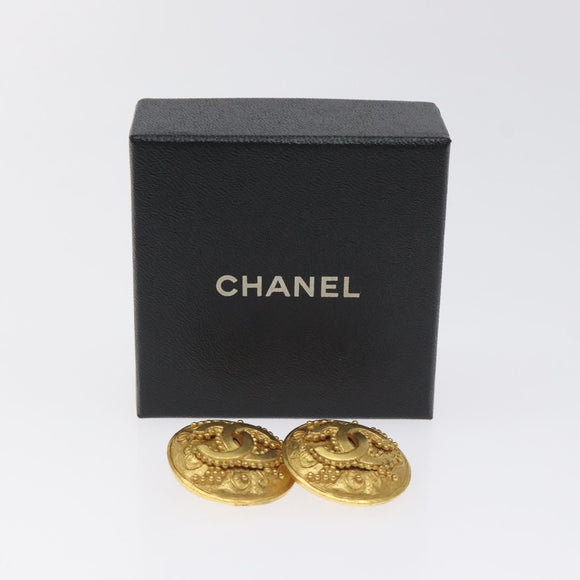 CHANEL Earring metal Gold CC Auth bs26771