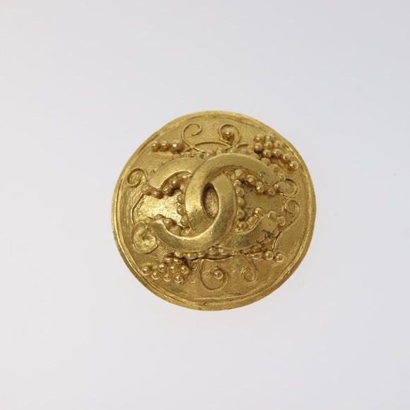 CHANEL Earring metal Gold CC Auth bs26771