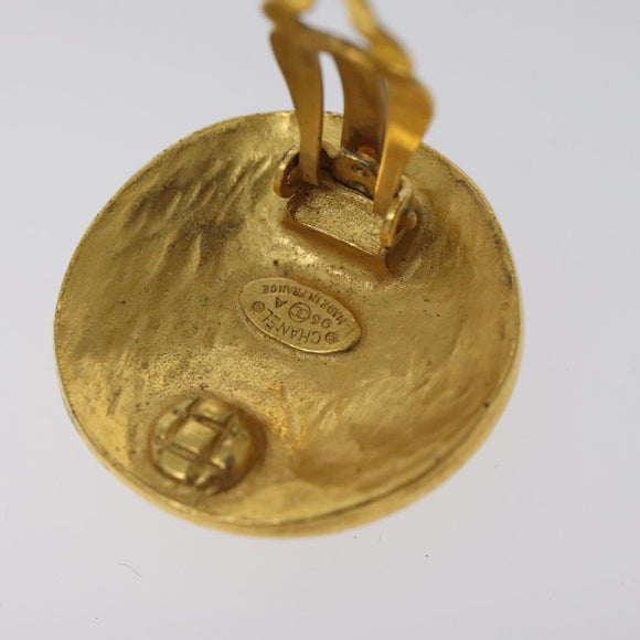 CHANEL Earring metal Gold CC Auth bs26771