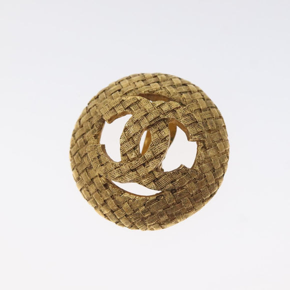 CHANEL Earring Metal Gold CC Auth bs26773