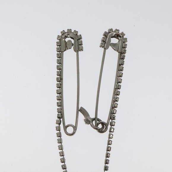 CHANEL Brooch metal Silver CC Auth bs26775