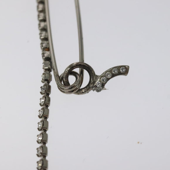 CHANEL Brooch metal Silver CC Auth bs26775