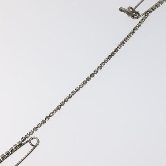 CHANEL Brooch metal Silver CC Auth bs26775