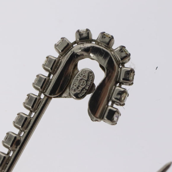 CHANEL Brooch metal Silver CC Auth bs26775