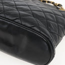 CHANEL Matelasse Chain Shoulder Bag Lamb Skin Black Gold CC Auth bs26776-11