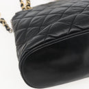 CHANEL Matelasse Chain Shoulder Bag Lamb Skin Black Gold CC Auth bs26776-12