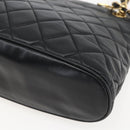 CHANEL Matelasse Chain Shoulder Bag Lamb Skin Black Gold CC Auth bs26776-13