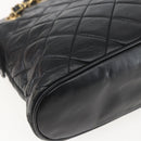 CHANEL Matelasse Chain Shoulder Bag Lamb Skin Black Gold CC Auth bs26776-14