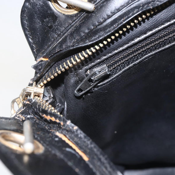 CHANEL Matelasse Chain Shoulder Bag Lamb Skin Black Gold CC Auth bs26776