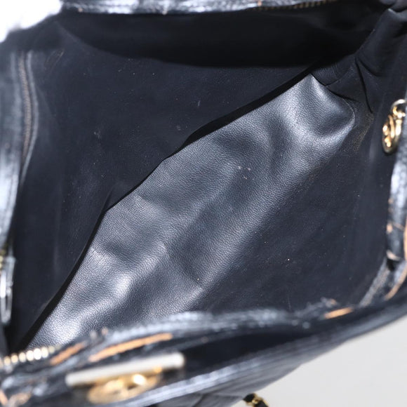 CHANEL Matelasse Chain Shoulder Bag Lamb Skin Black Gold CC Auth bs26776