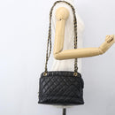 CHANEL Matelasse Chain Shoulder Bag Lamb Skin Black Gold CC Auth bs26776-24