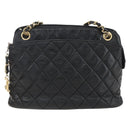 CHANEL Matelasse Chain Shoulder Bag Lamb Skin Black Gold CC Auth bs26776-2