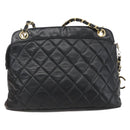 CHANEL Matelasse Chain Shoulder Bag Lamb Skin Black Gold CC Auth bs26776-3