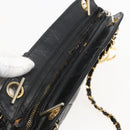 CHANEL Matelasse Chain Shoulder Bag Lamb Skin Black Gold CC Auth bs26776-6