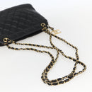 CHANEL Matelasse Chain Shoulder Bag Lamb Skin Black Gold CC Auth bs26776-8