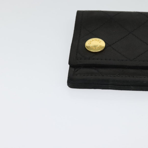 CHANEL Chain Wallet Lamb Skin Black Gold CC Auth bs26777
