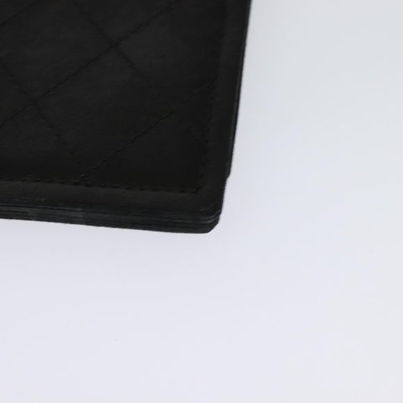 CHANEL Chain Wallet Lamb Skin Black Gold CC Auth bs26777