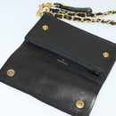 CHANEL Chain Wallet Lamb Skin Black Gold CC Auth bs26777-9