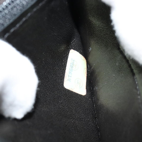 CHANEL Chain Wallet Lamb Skin Black Gold CC Auth bs26777