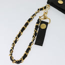 CHANEL Chain Wallet Lamb Skin Black Gold CC Auth bs26777-7