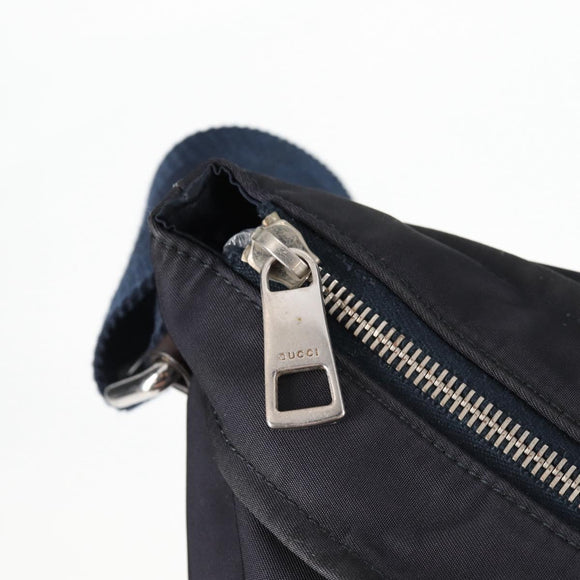 GUCCI Shoulder Bag Nylon Navy Silver 270410 Auth bs26783