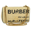 BURBERRY Horse Ferry Chain Shoulder Bag Raffia Beige Gold Auth bs26785-1
