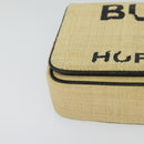 BURBERRY Horse Ferry Chain Shoulder Bag Raffia Beige Gold Auth bs26785-9