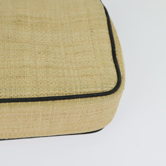 BURBERRY Horse Ferry Chain Shoulder Bag Raffia Beige Gold Auth bs26785