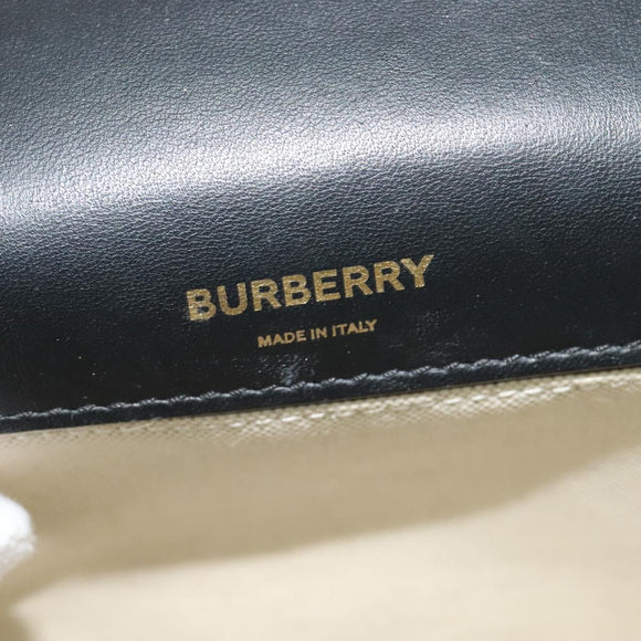BURBERRY Horse Ferry Chain Shoulder Bag Raffia Beige Gold Auth bs26785